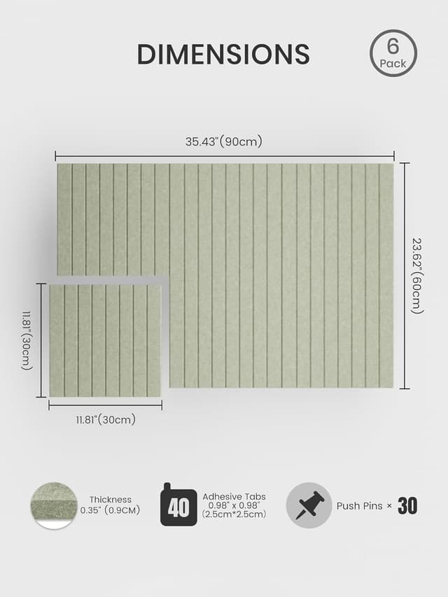 Detalle 2 de Bumusty Large felt bulletin board tile set (36 x 24") with pushpins and adhesive tabs