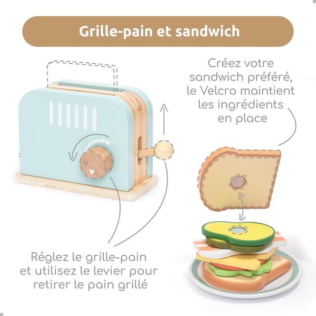 Thumbnail 2 de UMU Grille-Pain en Bois et Sandwich 17 pièces