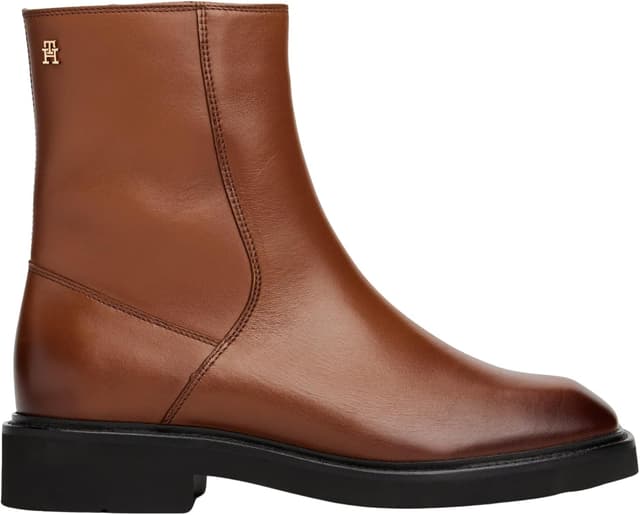 Detalle de Tommy Hilfiger Bottes Mid Boot femme à bout carré en cuir