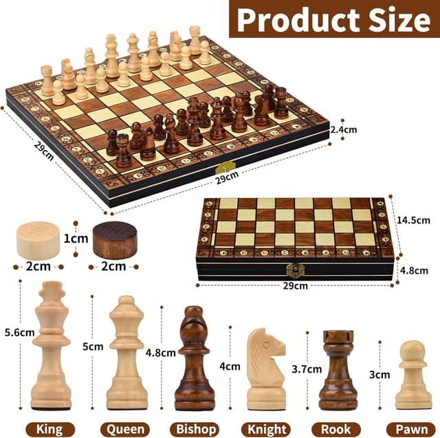 Thumbnail 1 de Aissom Schachspiel aus Holz 29x29 cm