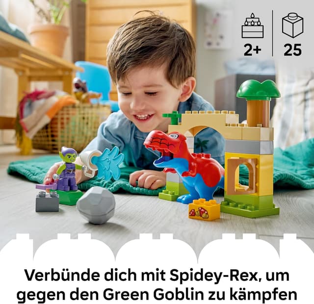 Detalle 2 de LEGO DUPLO 10463 Spidey-Rex vs. Green Goblin – 2 Figuren inkl. Spidey-T-Rex für Kinder ab 2 Jahren