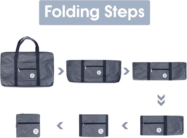 Thumbnail 6 de for Airlines Large Cabin Bag 56x45x25 Foldable Travel Duffel Bag Holdall Tote (40L) – Thick Series Grey