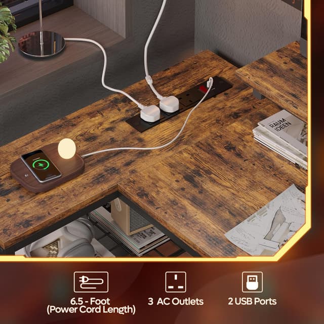 Detalle 1 de Bestier L-shaped desk 106.5cm with USB