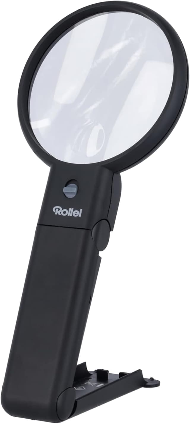Detalle de Rollei lente d’ingrandimento con luce LED e piedistallo, bifocale 2X/4,5X regolabile (nero)