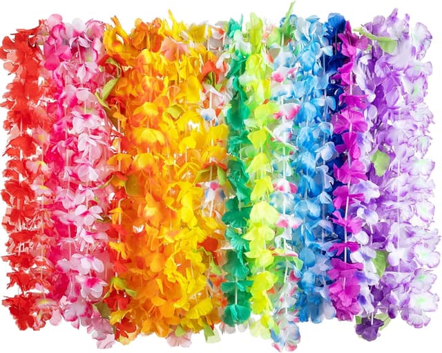 Detalle de JOYIN 36-count Hawaiian garland flower leis (bulk assorted) for luau, beach and tropical-themed parties