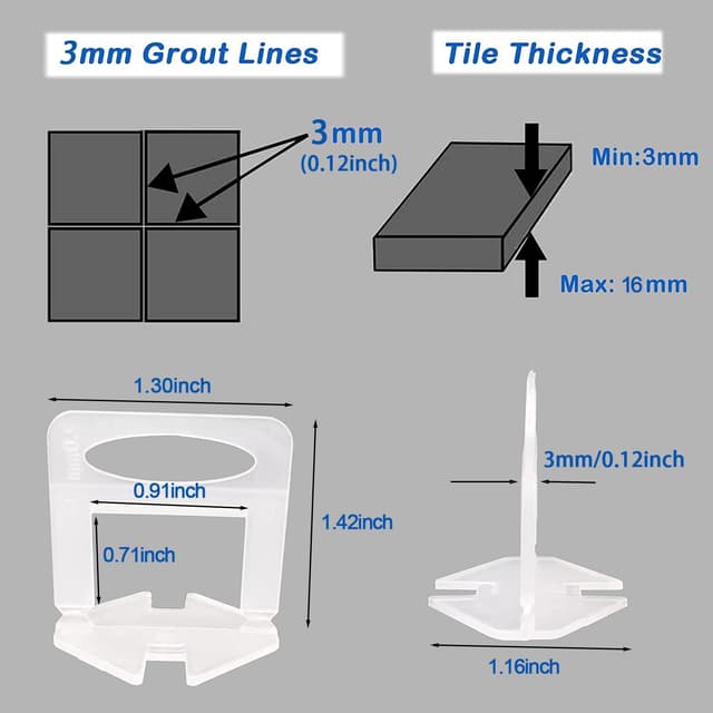 Detalle de QTACIE Tile Leveling System 3mm 300pcs