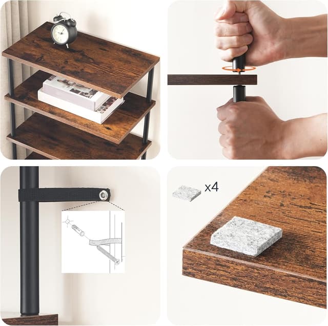 Detalle de HOOBRO EBF488XJ01 scarpiera autoportante angolare a 8 livelli in stile vintage, marrone vintage e nero