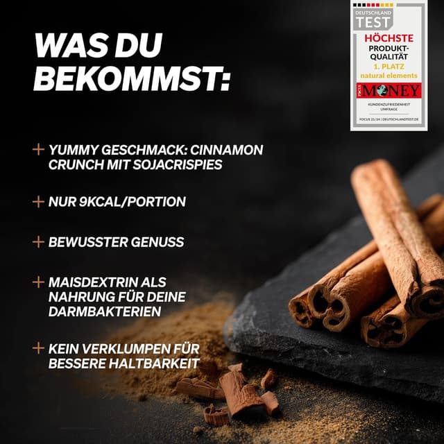 Detalle de natural elements SoTasty Geschmackspulver Cinnamon Crunch (200 g) – 9 kcal/Portion (3 g), vegan & laborgeprüft