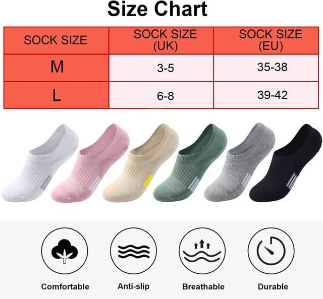 Detalle de Blu Ninfee Trainer Ankle Socks for Women & Girls – Cushioned No-Show Running Socks (6 Pairs)