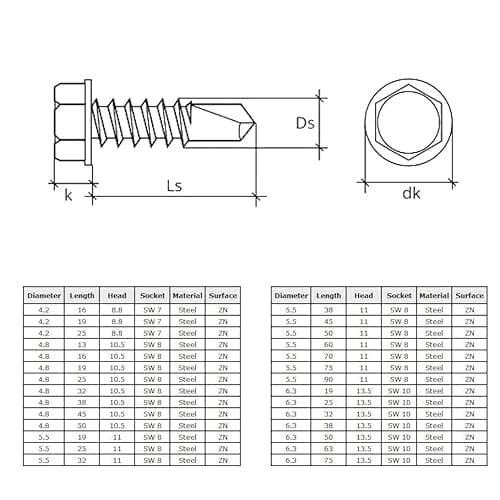 Thumbnail 5 de Keple Tornillos 4.8×50 mm para chapa 📐