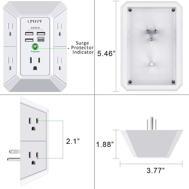 Thumbnail 6 de QINLIANF 5 Outlet Extender 4.8A USB ⚡
