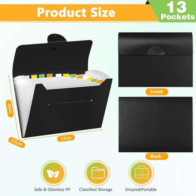 Detalle de Brencco 13-Pocket Expanding File Organiser (A4) with Index Labels