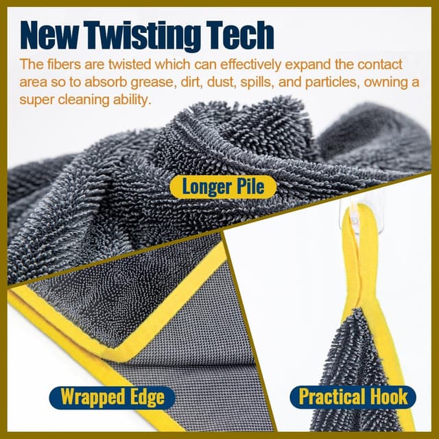 Detalle de Airlab Mikrofaser Trockentuch XXL (90 x 60 cm) – fusselfrei & kratzfrei zum Trocknen und Polieren