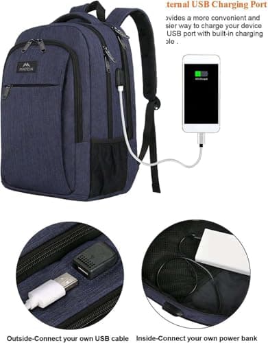 Detalle 2 de MATEIN Mochila 15.6 con USB antirrobo