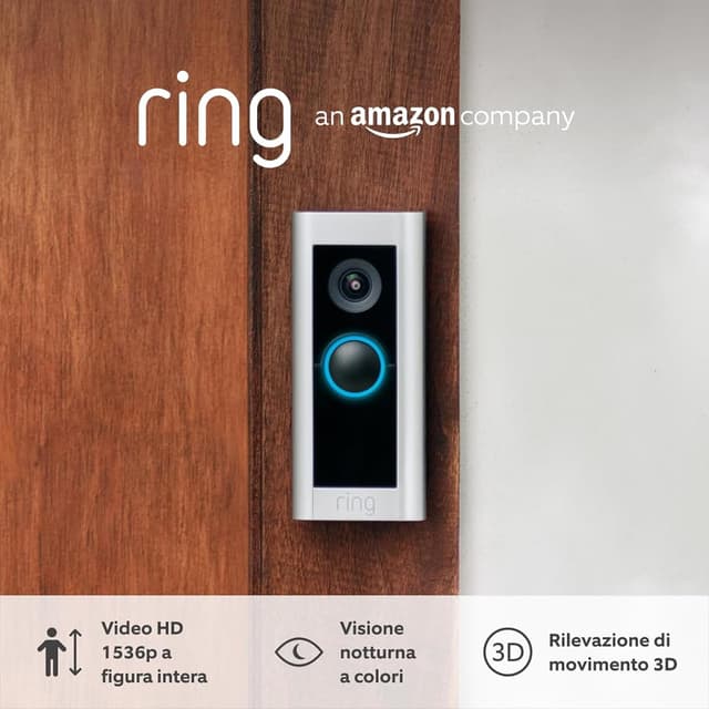 Detalle de Ring Videocitofono Pro cablato + Chime (3ª gen.): campanello con telecamera HD 1536p e rilevazione avanzata