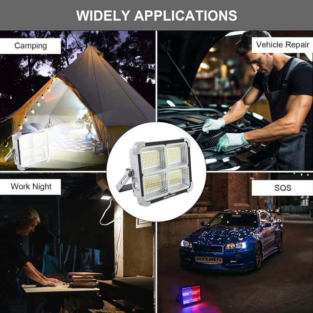 Thumbnail 6 de Projecteur LED rechargeable JINABLOSSY 150W portable avec panneau solaire et 5 modes d’éclairage (IP65)