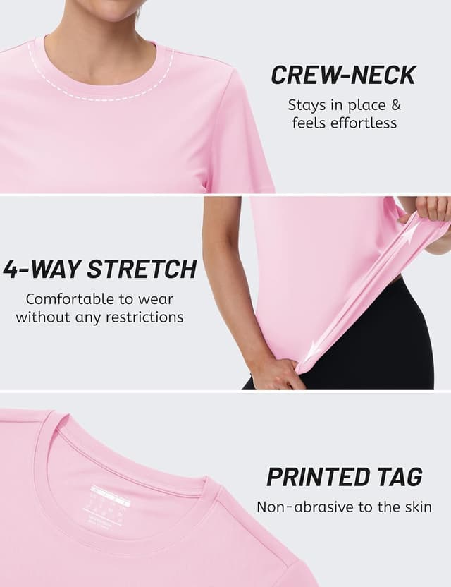 Detalle de TACVASEN women’s short-sleeve outdoor sport T-shirt with quick-dry UV protection (UPF 50+)