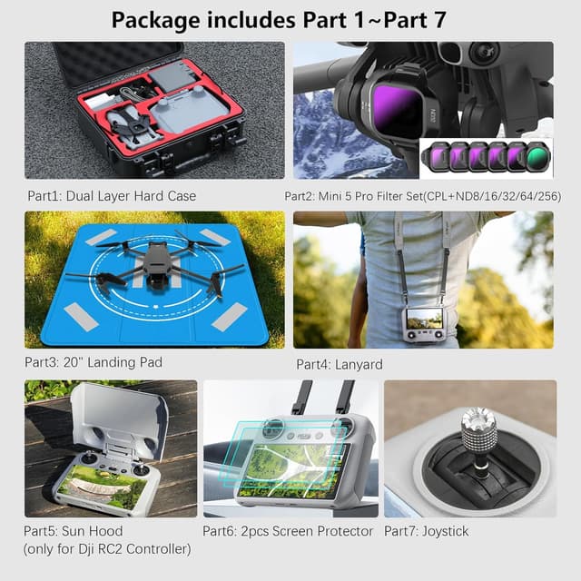 Detalle de DJI Mini 5 Pro case set 7-in-1