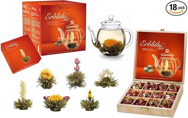 Detalle de Té Flowers Mix 🌸 Set Regalo con Flores de Madera en Lata