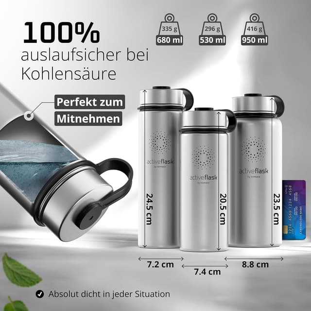 Detalle 2 de Trinkflasche Edelstahl ACTIVE FLASK von ACTIVE FLASK mit Strohhalm-Verschluss (BPA-frei, auslaufsicher)