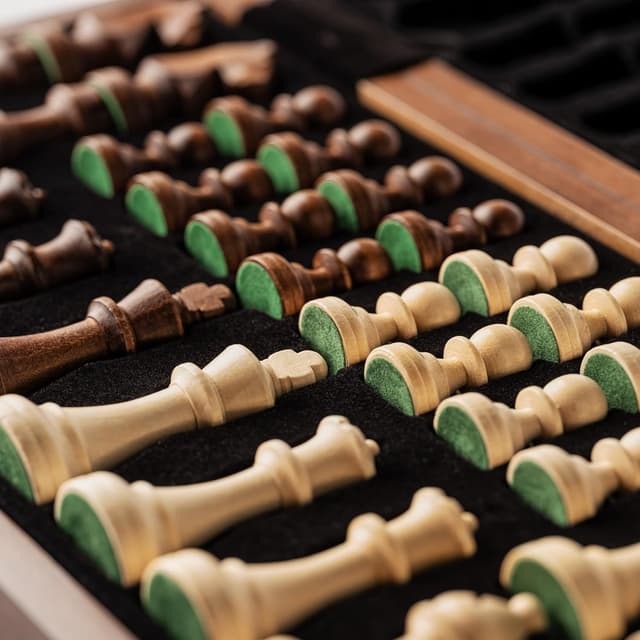 Detalle de A&A magnetisches Schachspiel aus Holz (38 cm) – klappbares Reise-Set mit Staunton-Figuren