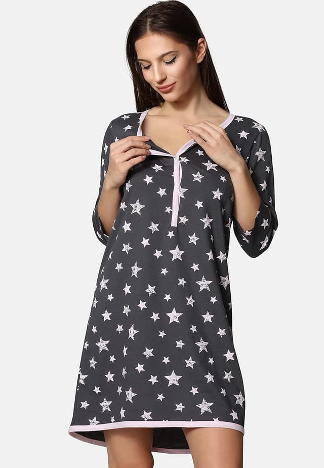 Detalle de Be Mammy Chemise de nuit grossesse, maternité & allaitement en coton