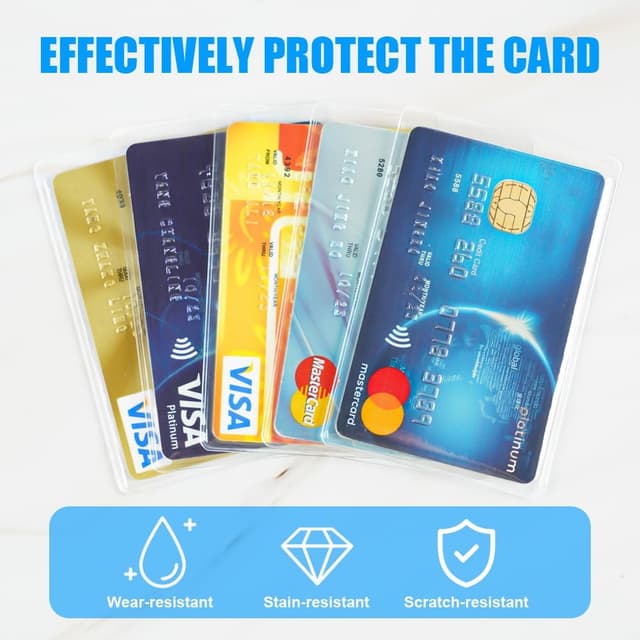 Detalle de Vicloon lot de 50 porte-badges transparents, rechargeables et étanches (PVC) pour cartes