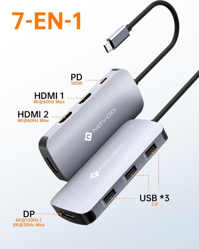 Thumbnail 1 de NOVOO Docking station USB C 7-en-1