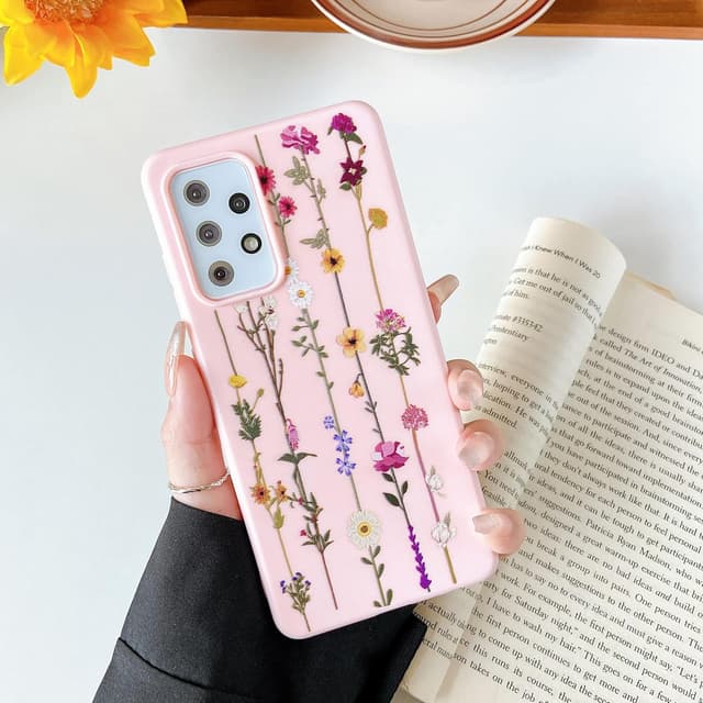 Detalle 2 de ZTOFERA Blumen Hülle für Samsung Galaxy A52 4G/5G und A52s 5G – weiche Silikon-Schutzhülle mit Kletterblumen Muster, Rosa