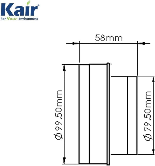 Detalle de Kair Ducting Reducer 100mm to 80mm reduction connector for extract fans and ventilation systems