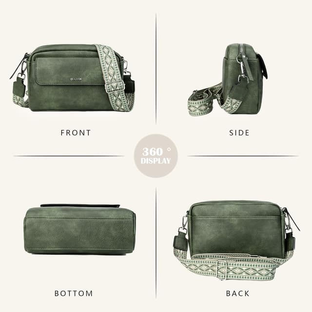 Detalle de Gladdon sac bandoulière femme : petit sacoche en cuir PU léger, imperméable et bandoulière amovible