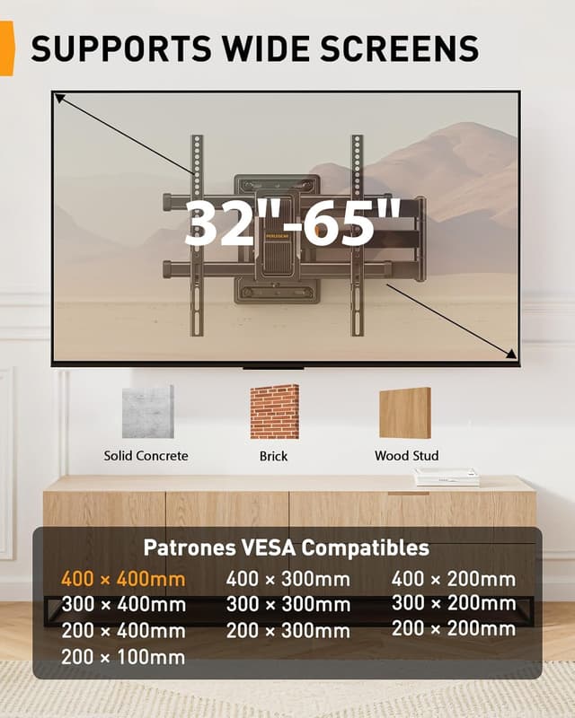 Detalle 2 de Perlegear PGMF24B TV-Wandhalterung 32–65"