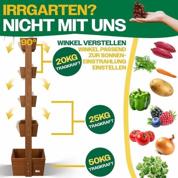 Detalle de KESSER® Huerto Elevado con Estanterías 🌿 5 Niveles, Marrón