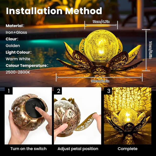 Detalle 1 de GIGALUMI solar lotus lights, IP44