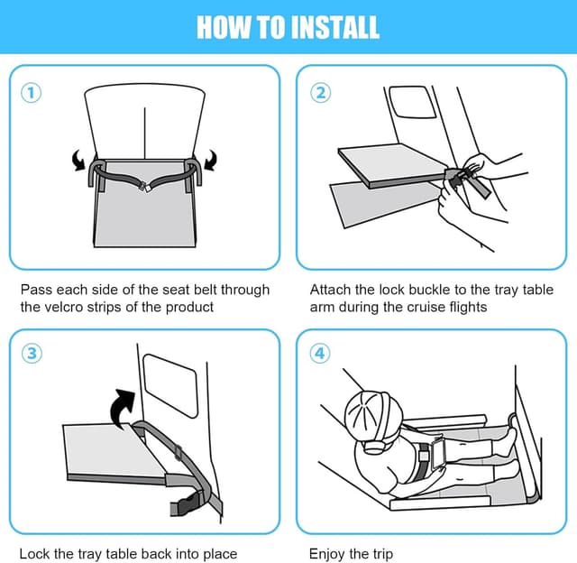 Detalle de DINGBLUE Toddler Airplane Bed (Black) – portable airplane seat extender with foot hammock for kids