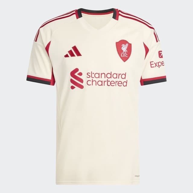 Detalle de adidas Camiseta de hombre 2ª equipación Liverpool FC 2025-2026 (blanco crudo) con tecnología AEROREADY