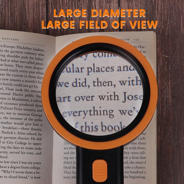 Thumbnail 6 de AIXPI Lupe mit Licht (12 LED) – 3-fache Doppelglaslinse, Anti-Rutsch-Handlupe schwarz