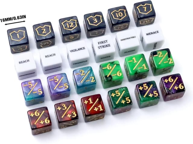 Detalle de QUTHZZHY 68stk MTG-Würfelzähler-Set mit D20-Würfeln und Aufbewahrungstasche – für MTG/TCG Gaming-Zubehör