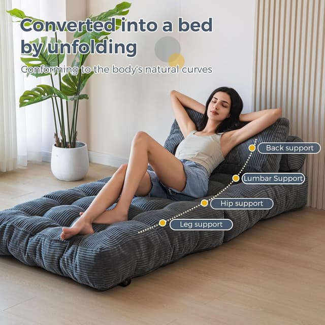 Detalle de MAXYOYO Folding Sofa Bed, 33.5 x 74.8in