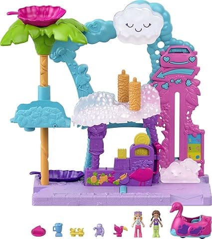 Detalle de Polly Pocket Pollyville Flamingo Car Wash 🚗🦩 Playset