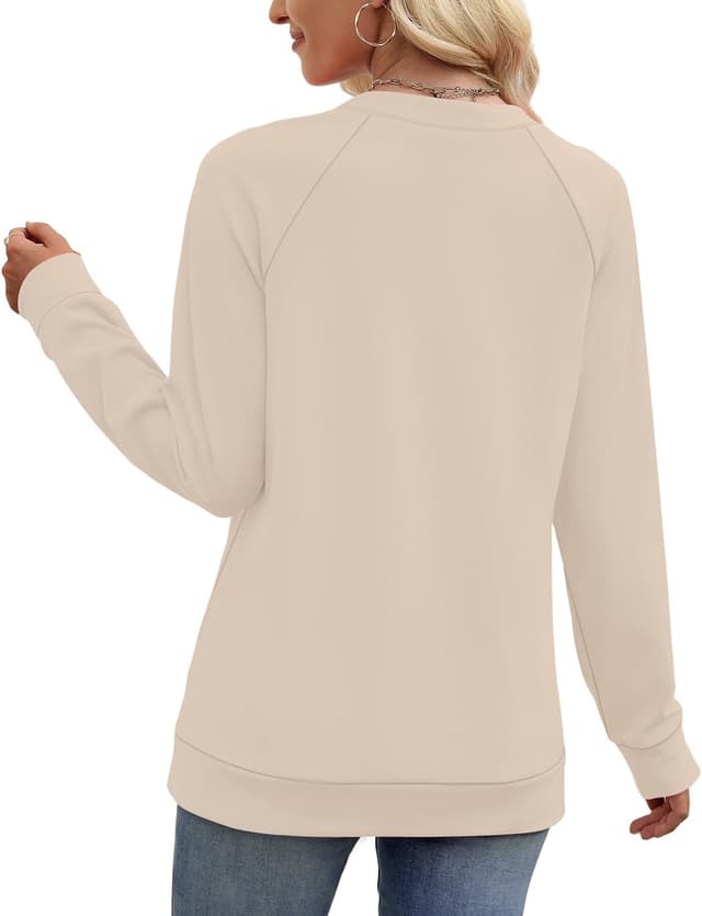 Detalle de Aokosor women’s V-neck long sleeve sweatshirt jumper in a relaxed fit