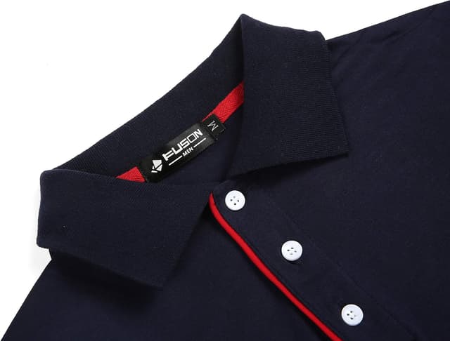 Detalle de Kuson Herren Poloshirt Kurzarm Patchwork aus Baumwoll-Piqué – Regular Fit mit kontrastfarbenem Kragen