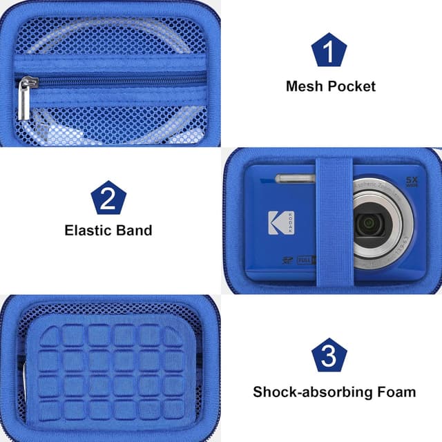 Detalle 2 de Canboc Hard Case for Kodak PIXPRO FZ55/ FZ45/ FZ43/ FZ53 (blue) – case only vlogging camera bag