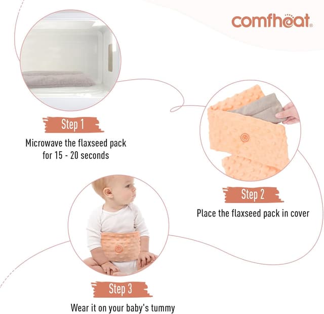 Detalle 2 de Comfheat Colic Relief Heated Flaxseed Tummy Wrap Belt (0–3 Years) – Orange