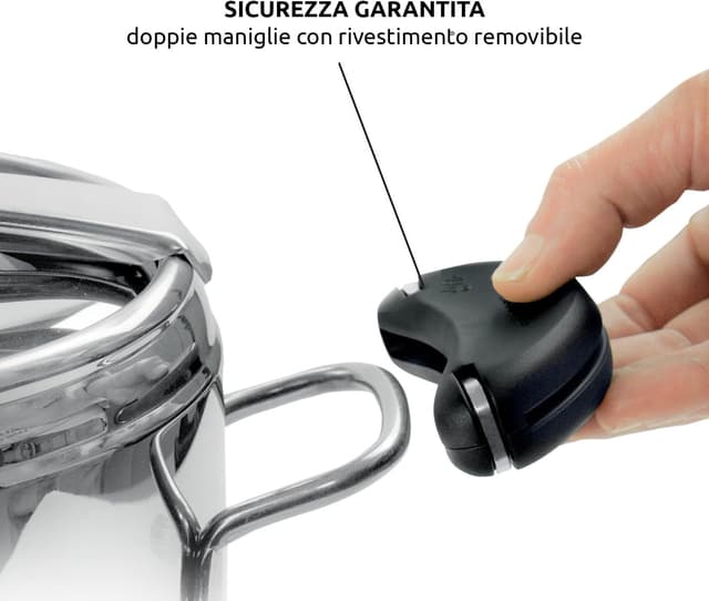 Detalle de Lagostina Mia pentola a pressione da 7 L in acciaio inox 18/10 Ø 22 cm (induzione e gas) con coperchio ad apertura facilitata