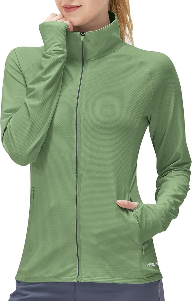 Detalle de KPSUN Women’s UPF 50+ Long Sleeve UV Sun Protection Zip Hiking Shirt Jacket