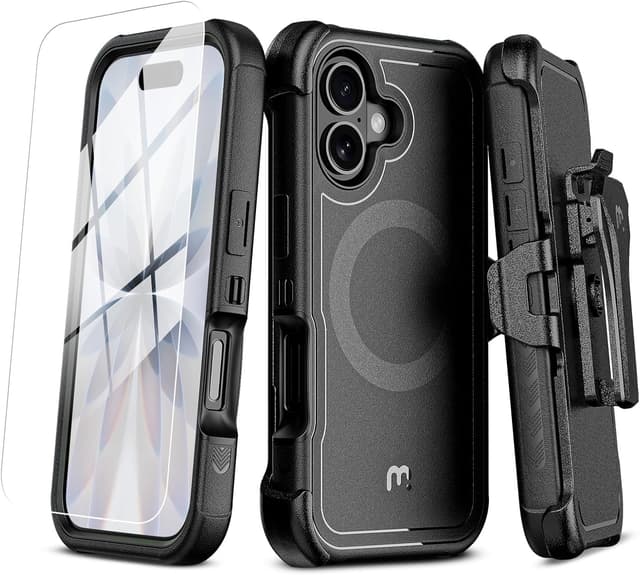 Detalle de M MYBAT PRO Maverick Series Case for iPhone 17 with Belt Clip Holster (MagSafe Compatible) w/ Screen Protector & 360° Kickstand