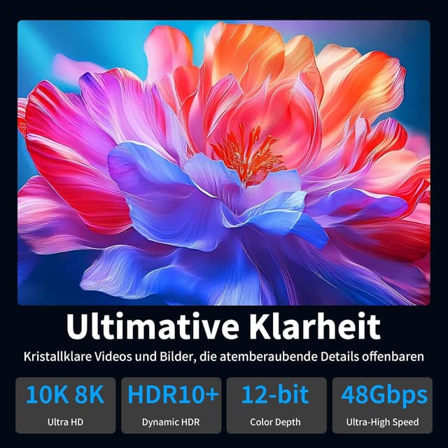 Detalle 2 de HDMI-Kabel 2,5 m „Ultra High Speed“ (HDMI 2.1) für 10K/8K, 4K@240 Hz, HDR10+ eARC – kompatibel mit PS5 & Xbox