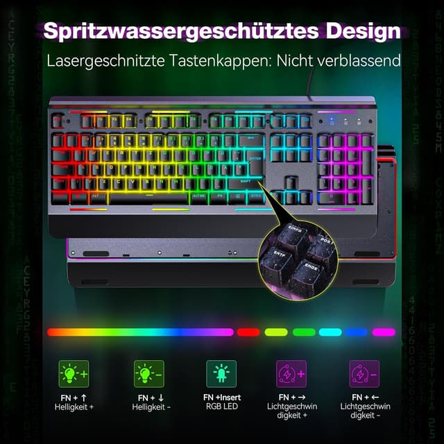 Thumbnail 5 de TECKNET RGB Gaming Tastatur 105 Tasten ⌨