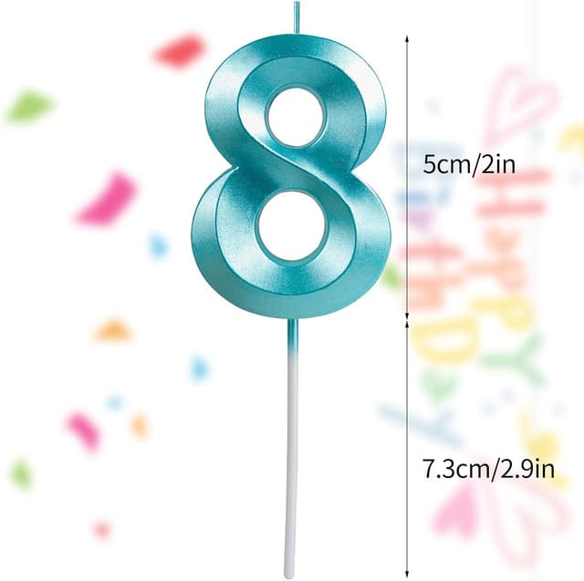 Detalle de Yiran 3D Birthday Candles Blue Number 50th (2-piece set, cake topper)